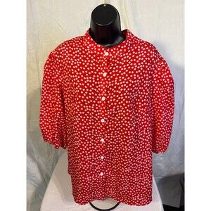 Cottagecore Floral Boho Retro Top Grannycore red White Daisies Women's Plus 1X